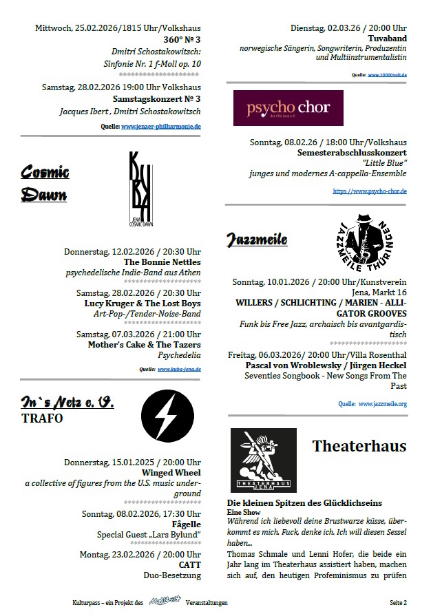 Kulturpass-Angebote in Jena, Januar/Februar 2026, Seite 2