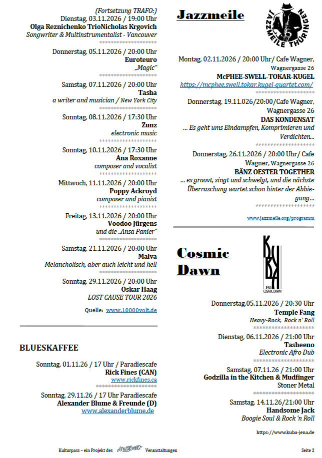 Kulturpass-Angebote in Jena, November 2026, Seite 2