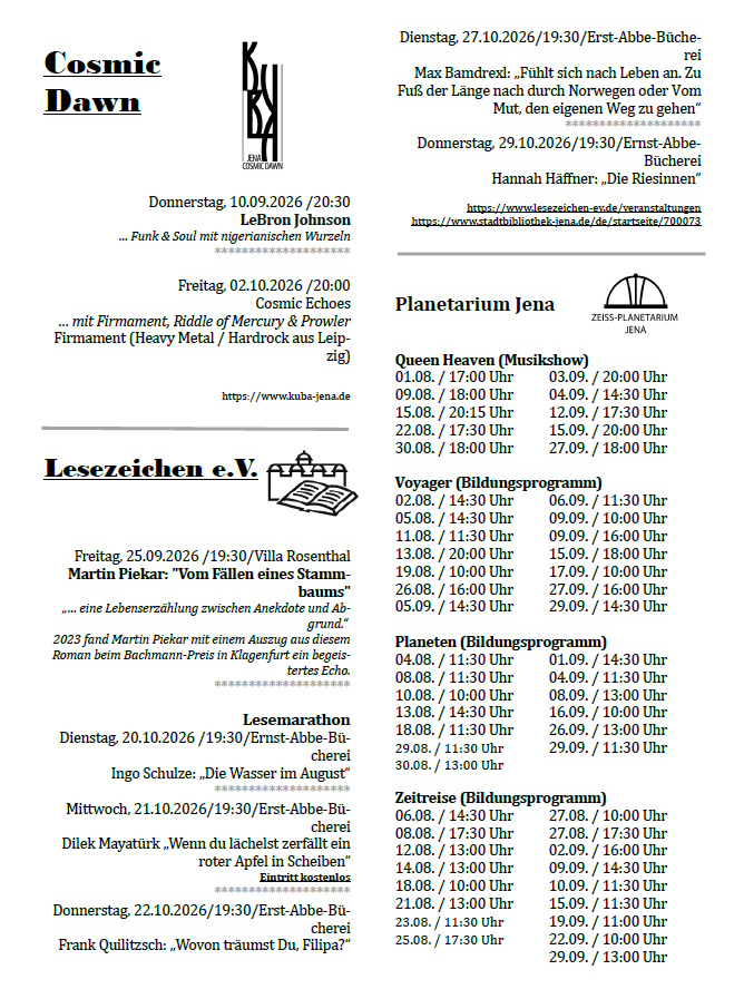 Kulturpass-Angebote in Jena, September/Oktober 2026, Seite 3